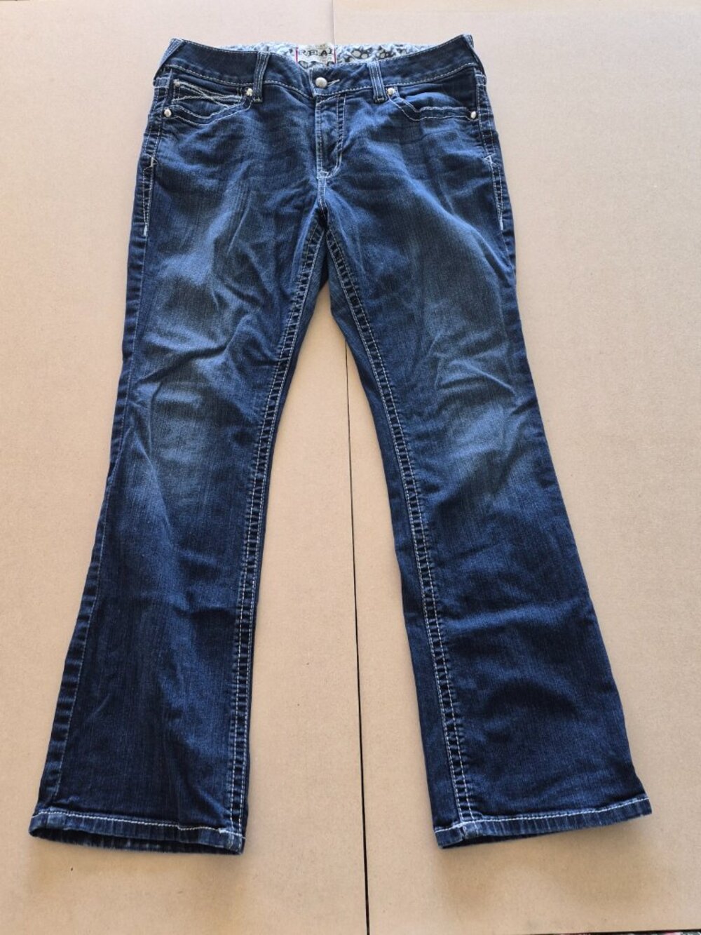 Ariat R.E.A.L. Rosy Whipstitch Boot Cut Jeans Womens 34R Low Rise 10018351